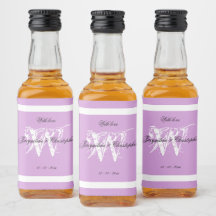 Chic White Monogram Black Names Mauve Mini Liquor