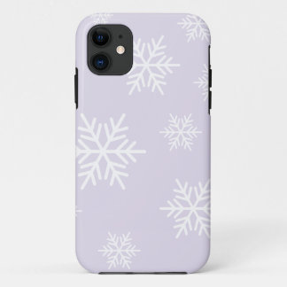 Chic White Nordic Snowflakes On Pastel Purple iPhone 11 Case