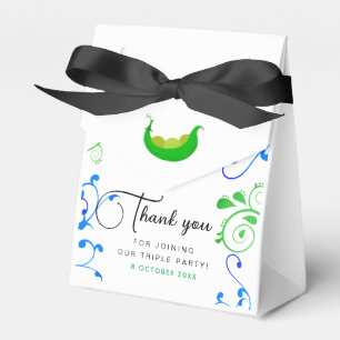 Chic White Peas In A Pod Baby Triplet Joint Party Favour Box