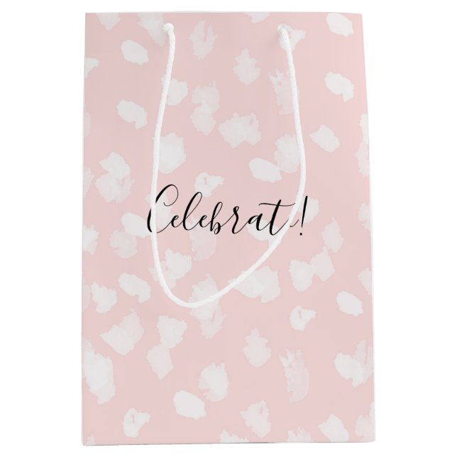 Chic White Pink Spots Medium Gift Bag (Front)