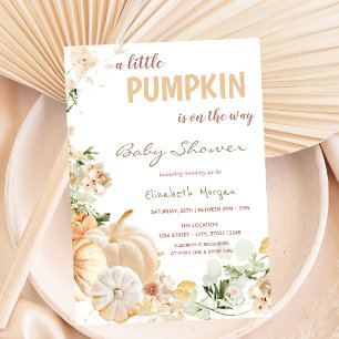 Chic White Pumpkins Flowers  Invitation