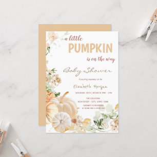 Chic White Pumpkins Flowers  Invitation
