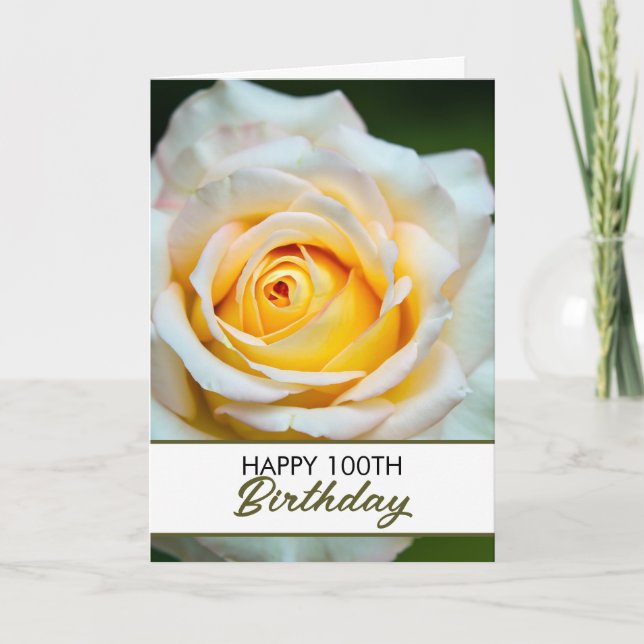 Chic White Rose 100th Birthday Card (Front)