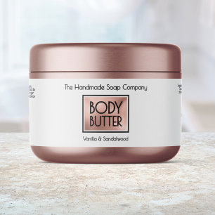 Chic White, Rose Gold, Black Body Butter Jar label