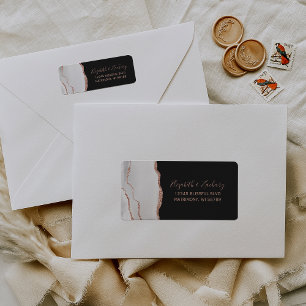 Chic White Rose Gold Dark Wedding Return Address