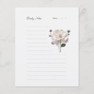 Chic White Rose Lined Stationery Daily Note Paper