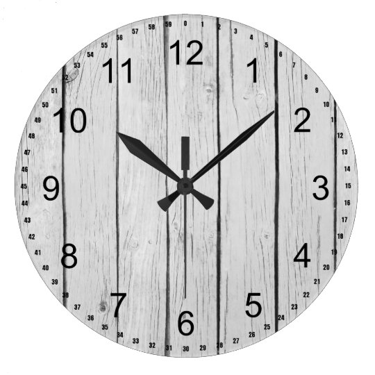 Chic White Rustic Faux Wood Large Clock Zazzle Co Uk - Large Rustic Wall Clock White