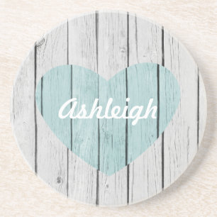 Chic White Rustic Wood Coaster