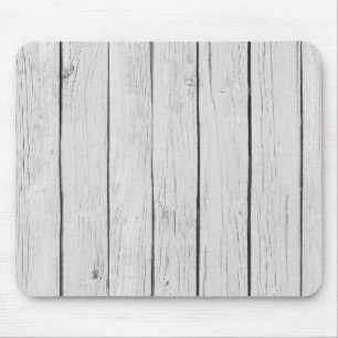 Chic White Rustic Wood Mouse Mat