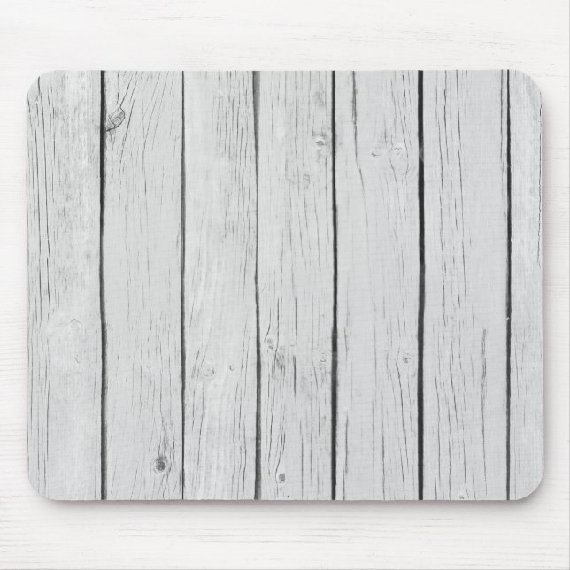 Chic White Rustic Wood Mouse Mat (Front)