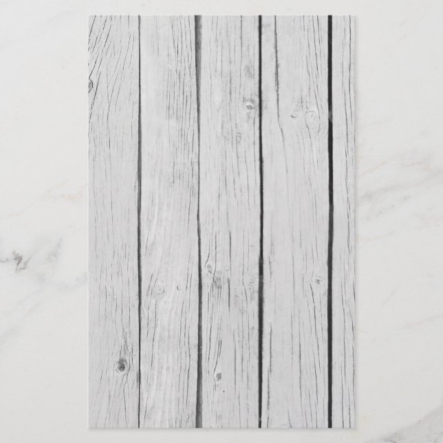 Chic White Rustic Wood Stationery (Front)