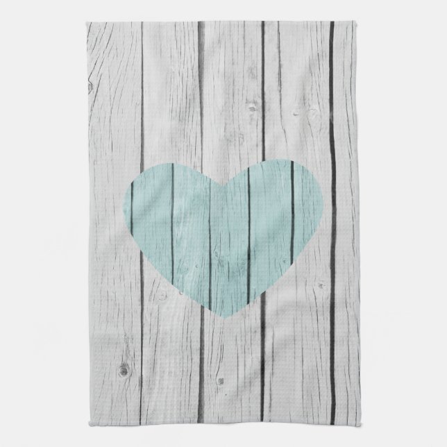 Chic White Rustic Wood Tea Towel (Vertical)