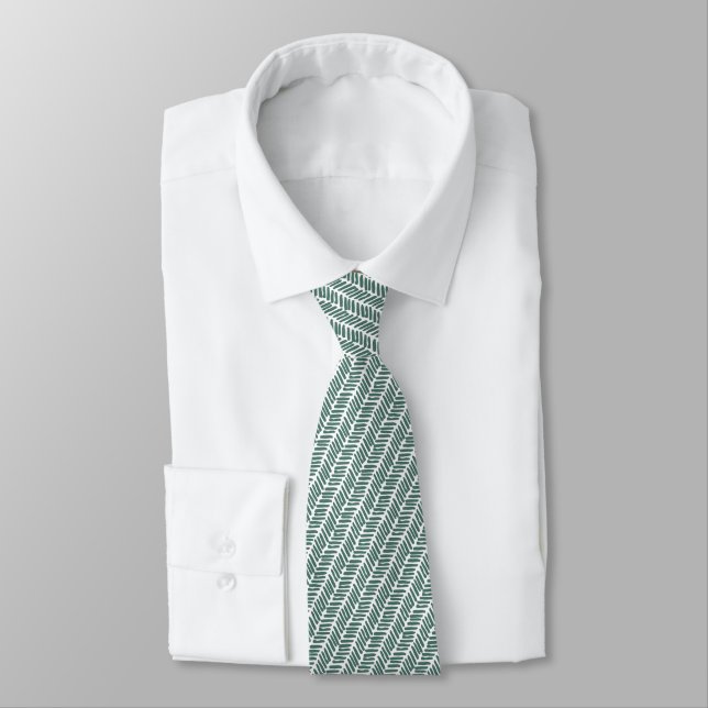 Chic White Sage Green Grey Abstract Chevron Tie (Tied)