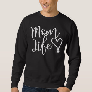 Chic White Script Mum Life Heart Sweatshirt