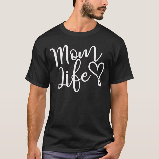 Chic White Script Mum Life Heart T-Shirt (Front)