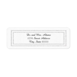 Chic White Silver Faux Glitter Trim -Address Label
