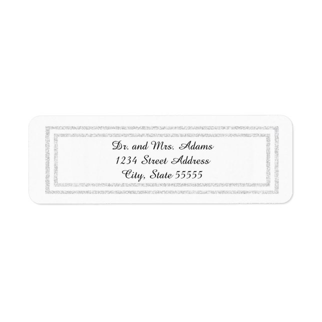 Chic White Silver Faux Glitter Trim -Address Label (Front)