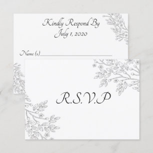 Chic White Silver Foil Floral RSVP Card