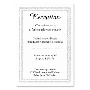 Chic White Silver Glitter Trim - Reception Insert Table Number