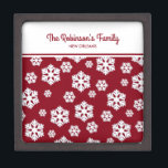 Chic White Snowflakes Nordic Pattern on Dark Red Gift Box<br><div class="desc">Chic white snowflakes Nordic pattern on dark red background. Perfect design to brighten up the winter season and for Christmas and New Year celebration.</div>