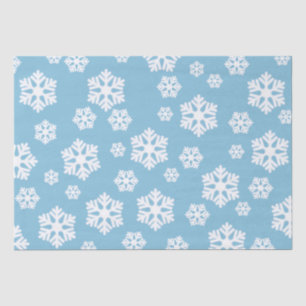 Chic White Snowflakes Nordic Pattern on Ice Blue Tissue Paper