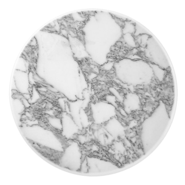 Chic white stone marble door and drawer pull knobs (Front)