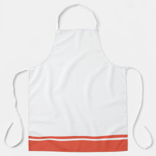 Chic White Summer Orange Hem Racing Stripes Apron