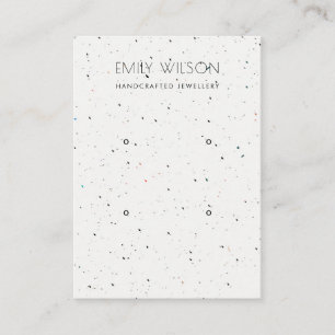 CHIC WHITE TERRAZZO TEXTURE 2 EARRING DISPLAY LOGO BUSINESS CARD