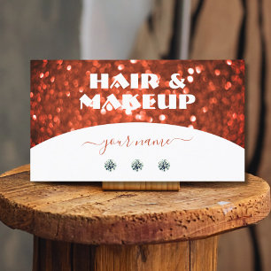 Chic White Vermilion Red Sparkle Glitter Glamourou Business Card