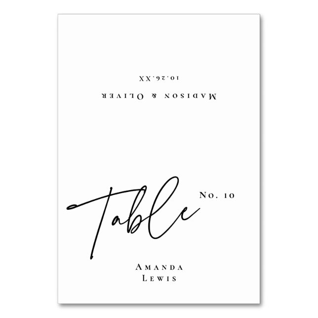 Chic White Wedding Escort Place Card w/ guest name (Front)