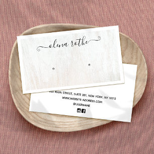 Chic White Wood Earring Display   Calling Card