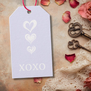 Chic White Xoxo Three Cutout Heart Lavender Gift Tags