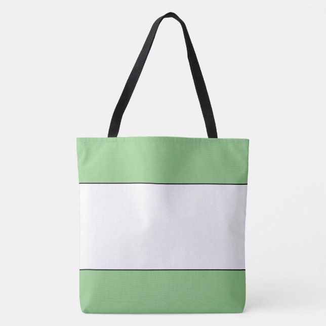 Chic Wide Outlined White Light Green Edge Stripes  Tote Bag (Front)