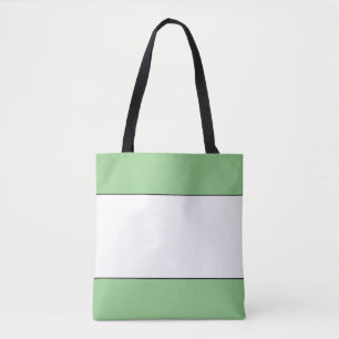 Chic Wide Outlined White Light Green Edge Stripes  Tote Bag