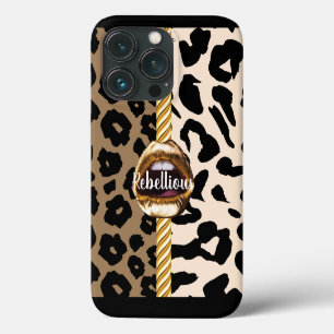 Chic Wild Custom Gold lips Gift girly Cute Minimal iPhone 13 Pro Case