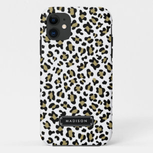 Chic Wild Gold Beige Leopard Print Personalised iPhone 11 Case