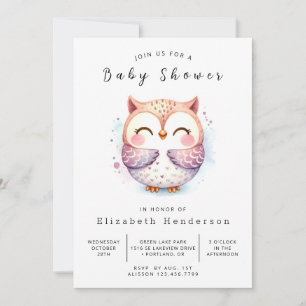 Chic Wild Owl Baby Shower Invitation