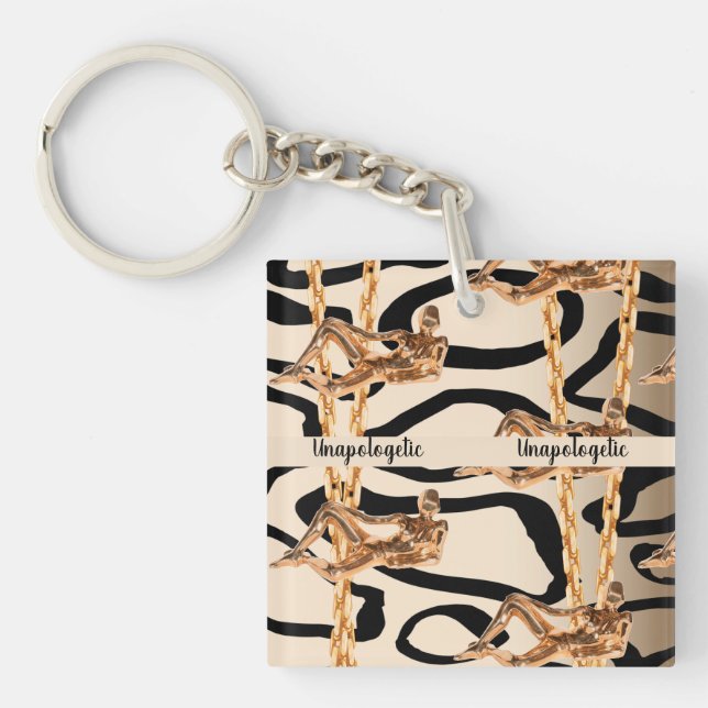 Chic Wild Unapologetic Luxurious Bday Gift Girly Key Ring (Front)