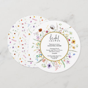 Chic Wildflower Bridal Shower Round Invitation