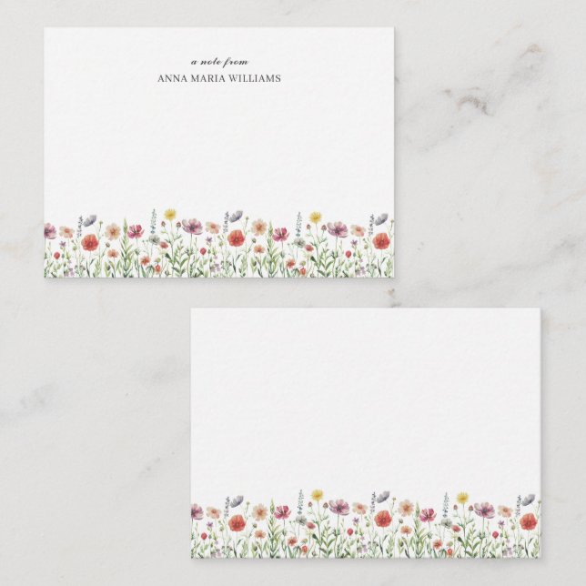 Chic Wildflower Floral Note Cards (Front/Back)