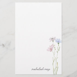 Chic Wildflower Meadow Calligraphy Personalised Stationery