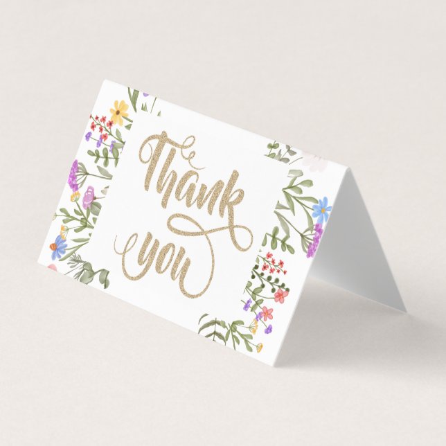 Chic Wildflower Meadow Glittery  Business Card (Front)