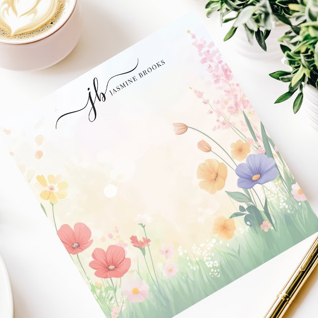 Chic Wildflower Meadow Watercolor Personalised Notepad (Creator Uploaded)