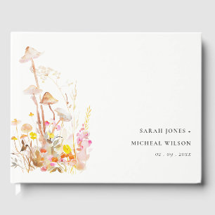 Chic Wildflower Mushroom Autumn Botanical Wedding Guest Book