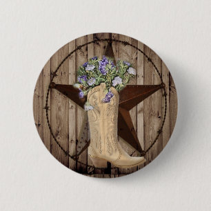 Chic Wildflower Texas Star Western country cowgirl 6 Cm Round Badge