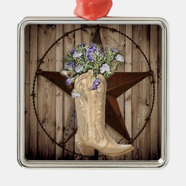 Chic Wildflower Texas Star Western country cowgirl Metal Tree Decoration (Front)