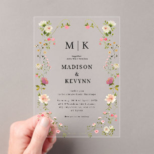 Chic Wildflower  Wedding Acrylic Invitations