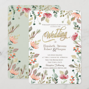 Chic Wildflower Wedding    Invitation