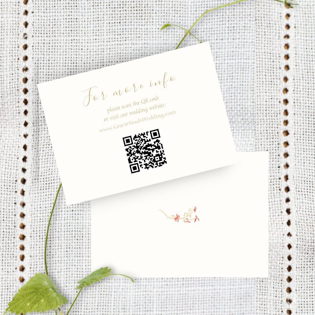 Chic Wildflower Wedding Website QR Code Info Card (Creator Uploaded)