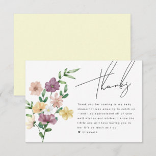 Chic Wildflowers Baby Shower Floral Thank You Card